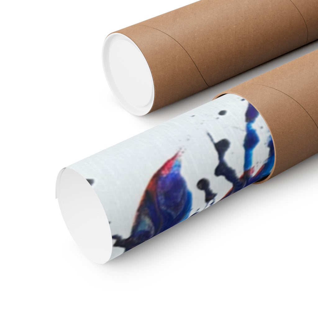 Abstract Red & Blue Matte Poster Universe Horizontal Modern Art Print