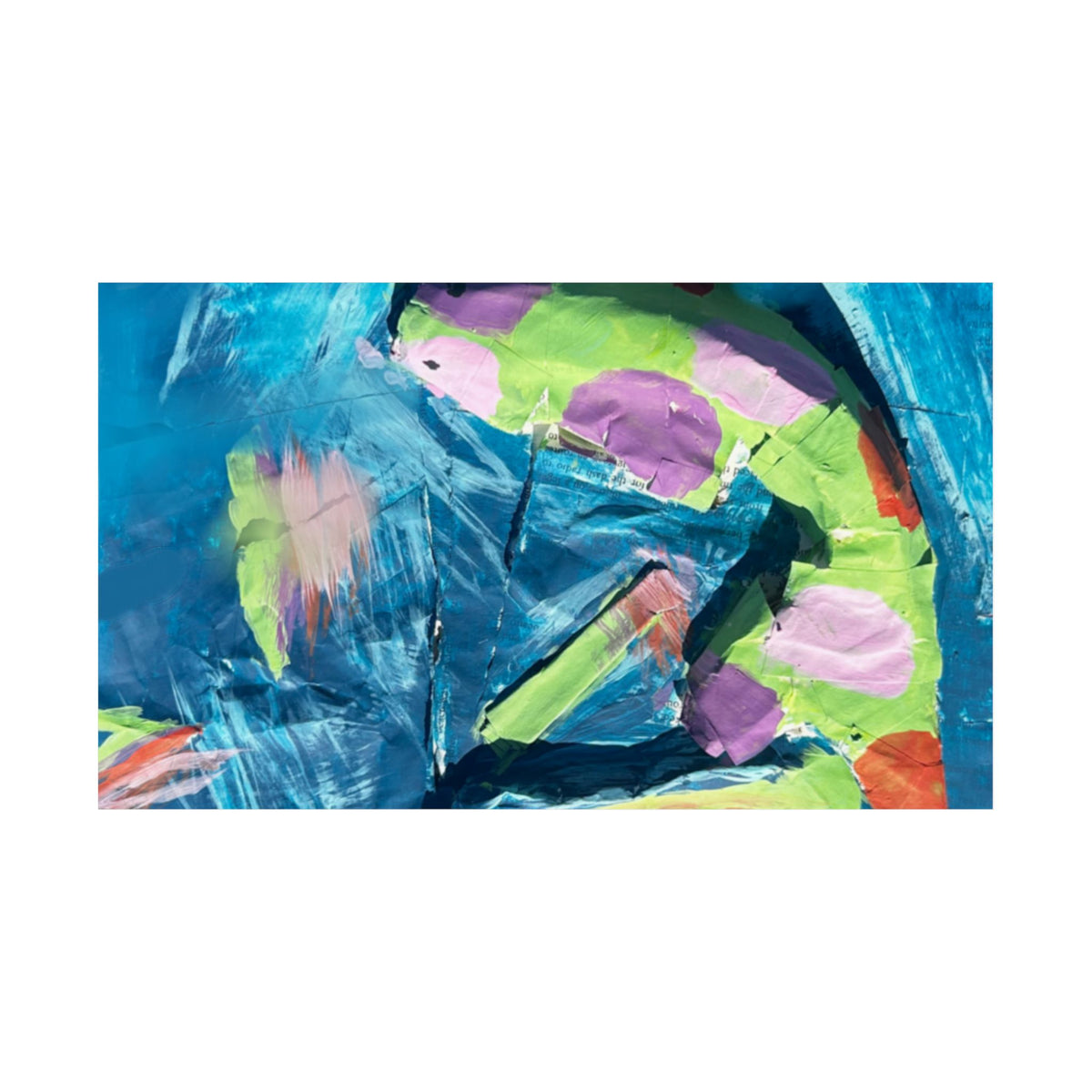 The Fish Abstract Color Splash Matte Horizontal Poster Vibrant Blue & Neon Accent Wall Art
