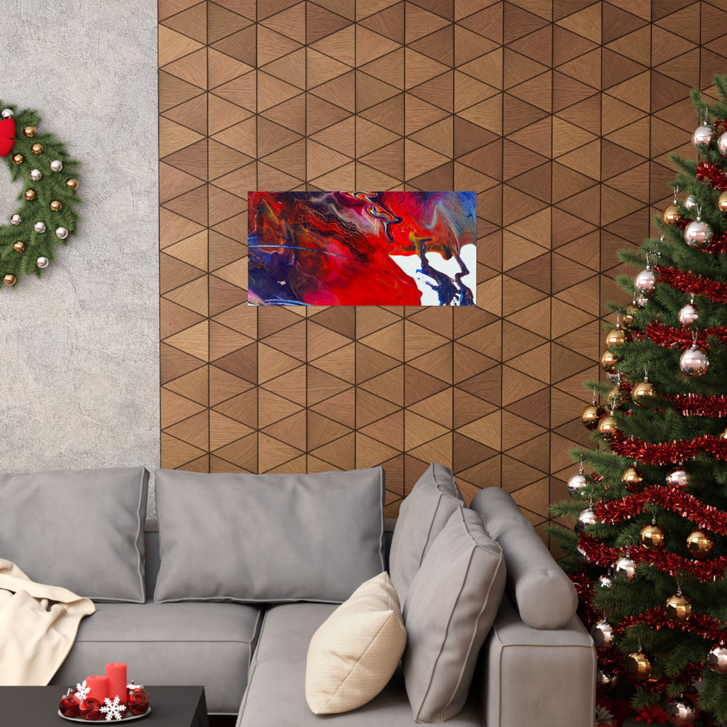 Abstract Red & Blue Matte Poster Universe Horizontal Modern Art Print