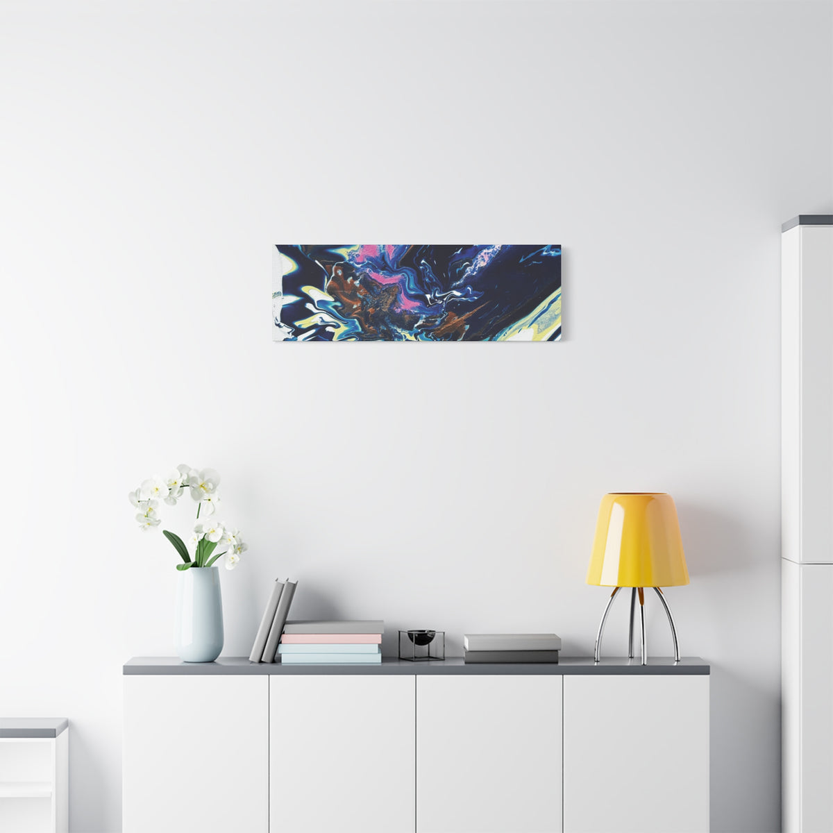 Change Abstract Blue Fluid Art Matte Canvas Print (Stretched Wall Art)