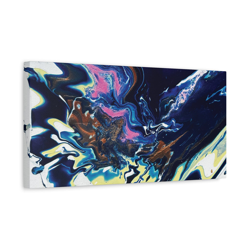 Change Abstract Blue Fluid Art Matte Canvas Print (Stretched Wall Art)