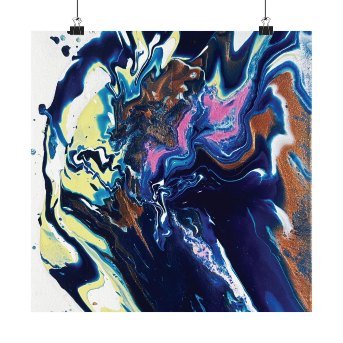 Change Abstract Blue Swirl Matte Poster (Vertical Fluid Art Wall Print)
