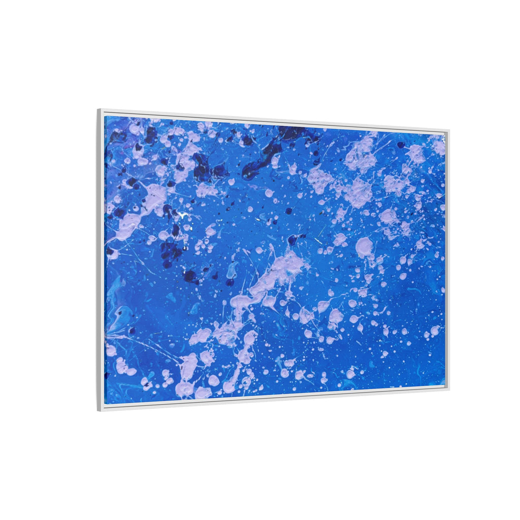 Abstract Blue Splatter Matte Canvas Print Dots (Framed)