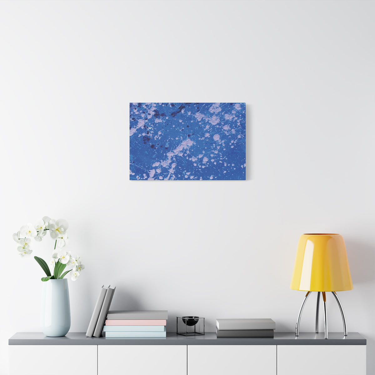 Blue Abstract Splatter Canvas Print  Dots (Matte Stretched 1.25")