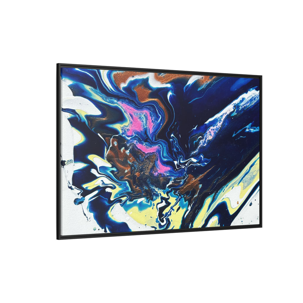 Framed Canvas Print Change Abstract Fluid Art (Blue Multicolor)