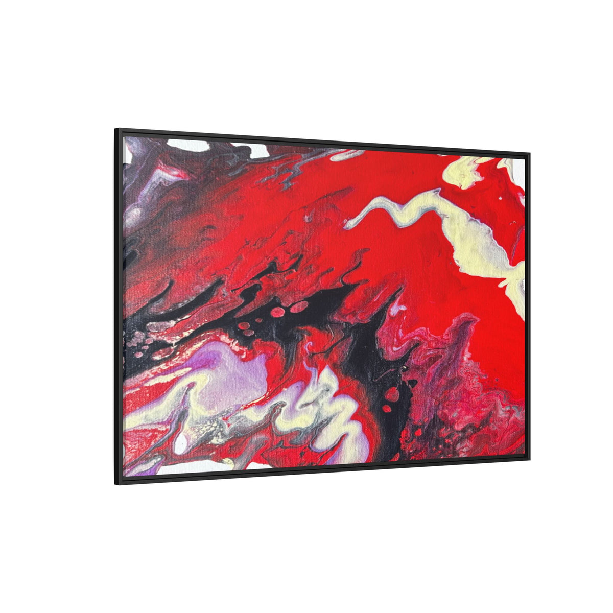 Power Abstract Red Fluid Art Matte Canvas Framed Wall Art