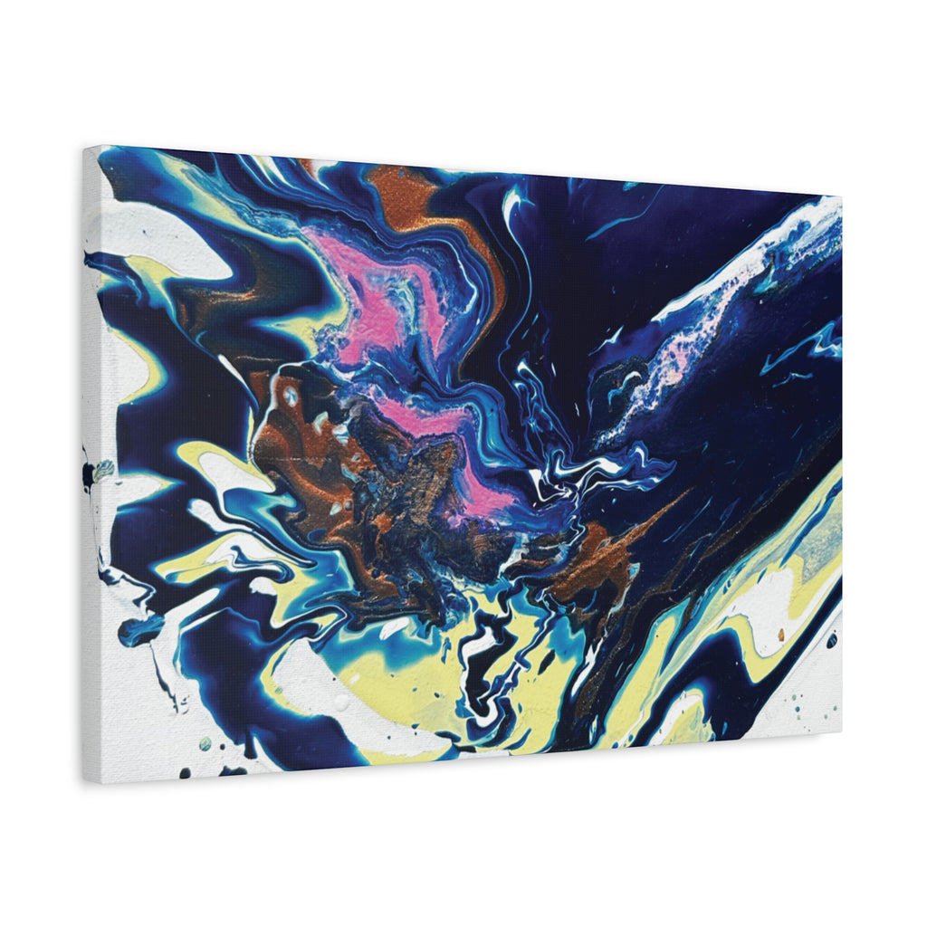 Change Abstract Blue Fluid Art Matte Canvas Print (Stretched Wall Art)