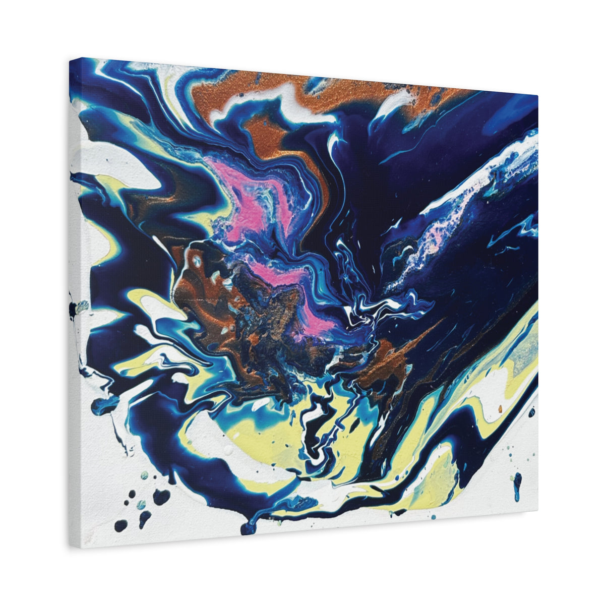 Change Abstract Blue Fluid Art Matte Canvas Print (Stretched Wall Art)