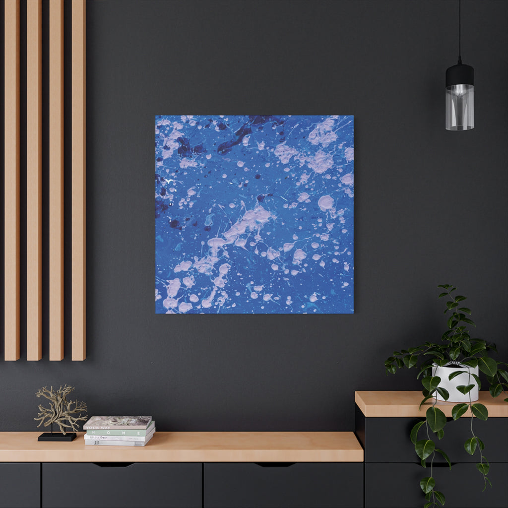 Blue Abstract Splatter Canvas Print  Dots (Matte Stretched 1.25")