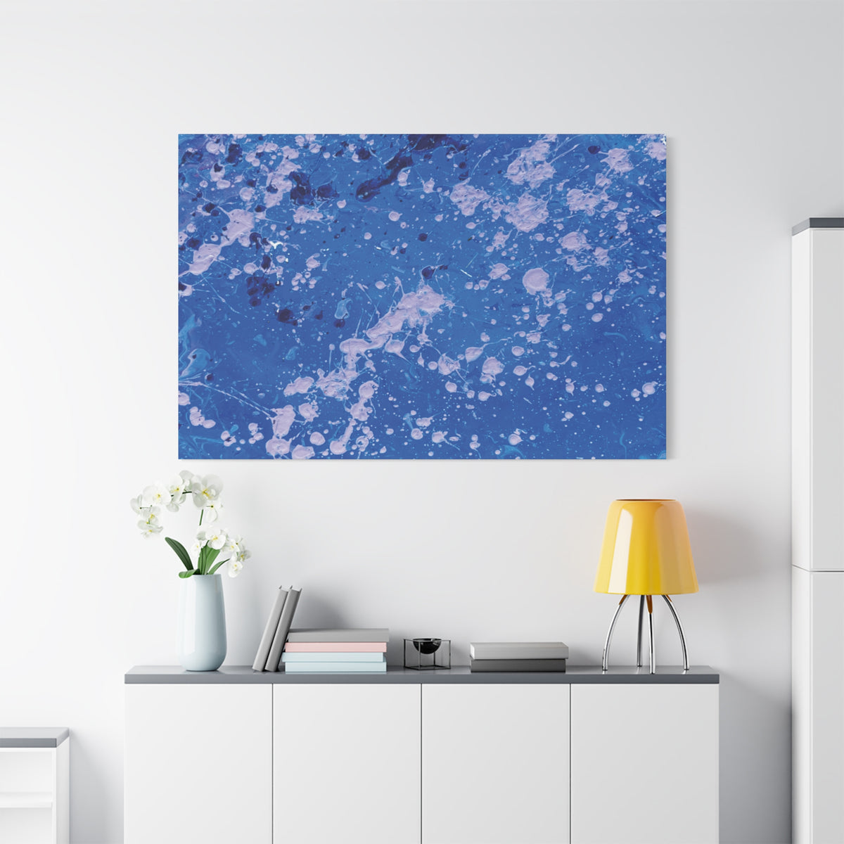 Blue Abstract Splatter Canvas Print  Dots (Matte Stretched 1.25")