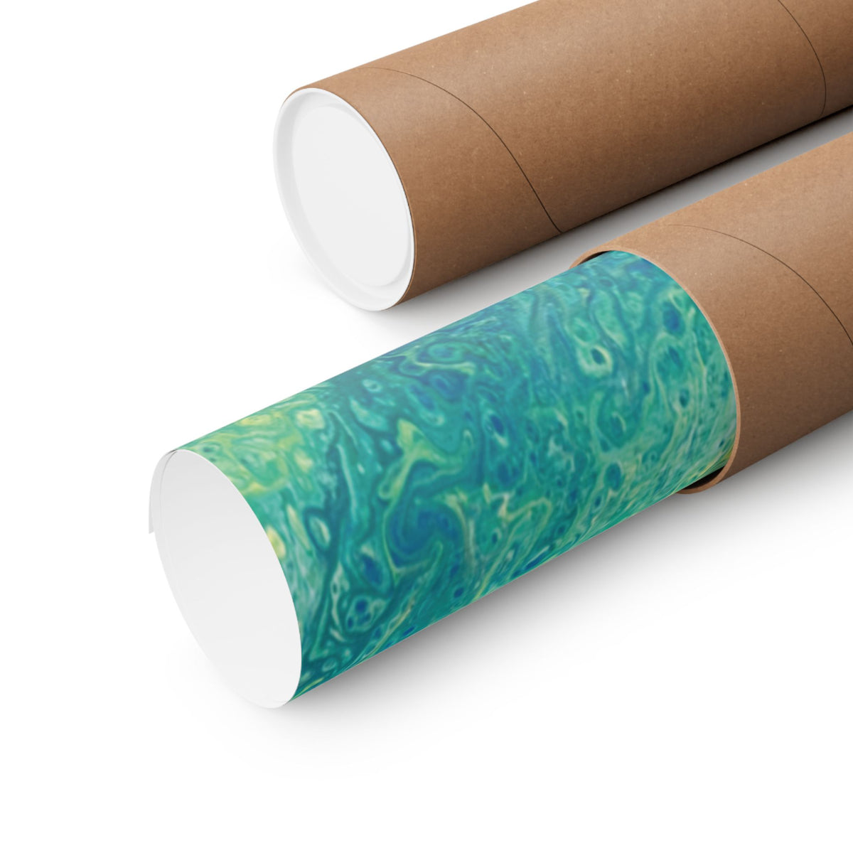 Abstract Ocean Blue Matte Poster Moss Turquoise Green Fluid Art