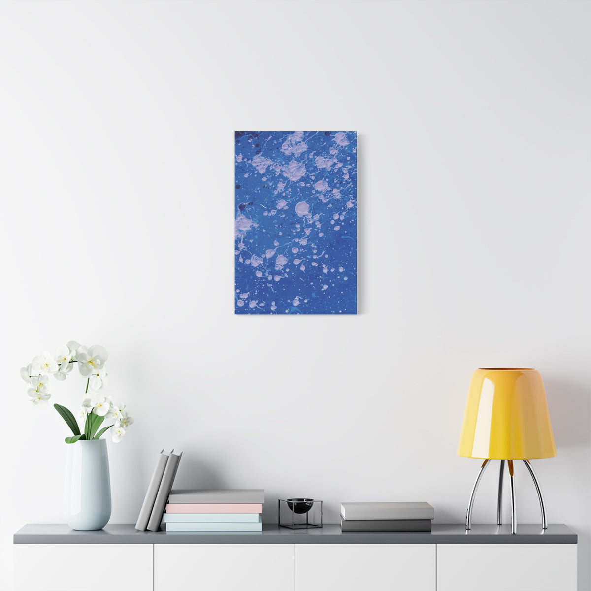 Blue Abstract Splatter Canvas Print  Dots (Matte Stretched 1.25")