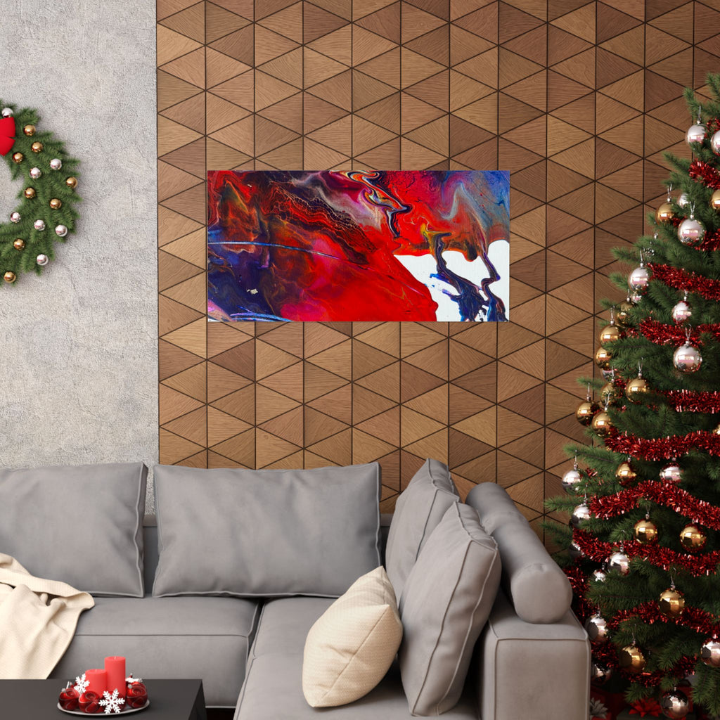 Abstract Red & Blue Matte Poster Universe Horizontal Modern Art Print