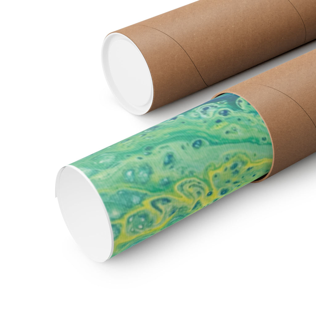 Moss Abstract Ocean Flow Matte Poster (Blue-Green Vertical Fluid Art)