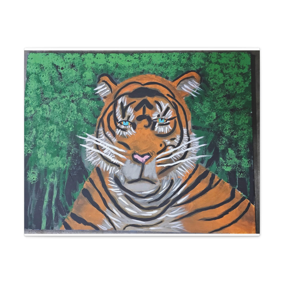 Tiger Portrait Matte Canvas Wall Art Bold Jungle Tiger Painting on Stretched Canvas