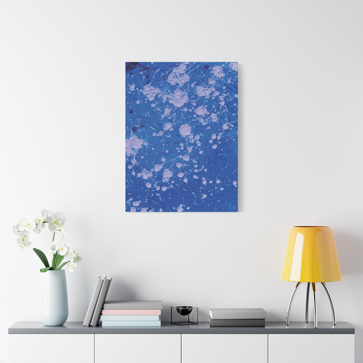 Blue Abstract Splatter Canvas Print  Dots (Matte Stretched 1.25")