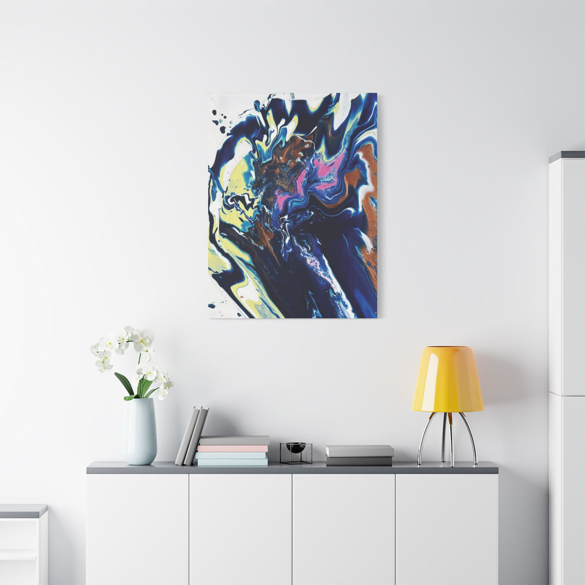 Change Abstract Blue Fluid Art Matte Canvas Print (Stretched Wall Art)