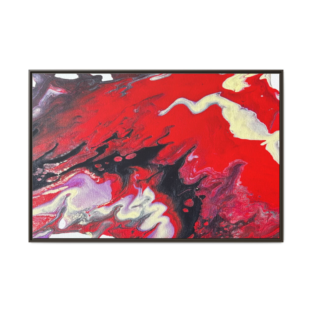 Power Abstract Red Fluid Art Matte Canvas Framed Wall Art