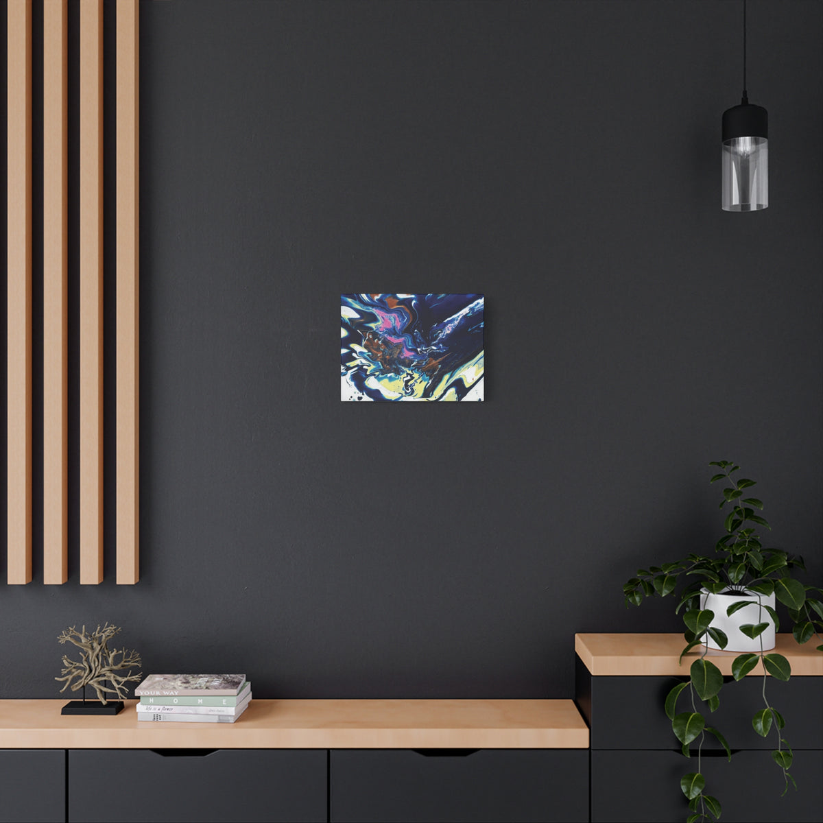 Change Abstract Blue Fluid Art Matte Canvas Print (Stretched Wall Art)