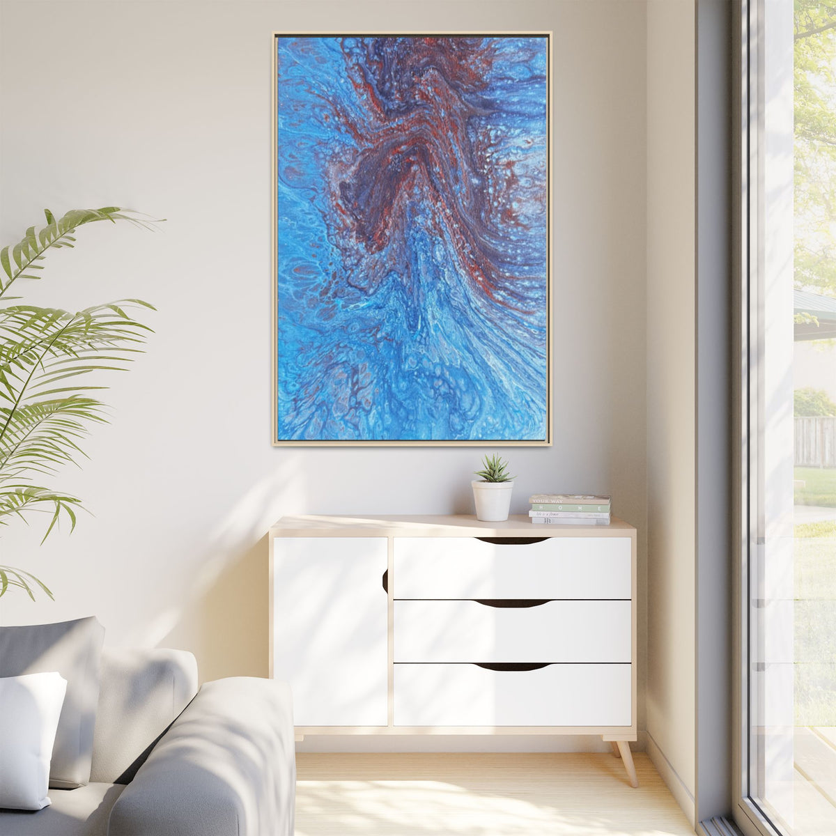 Abstract Blue Fluid Art Matte Canvas