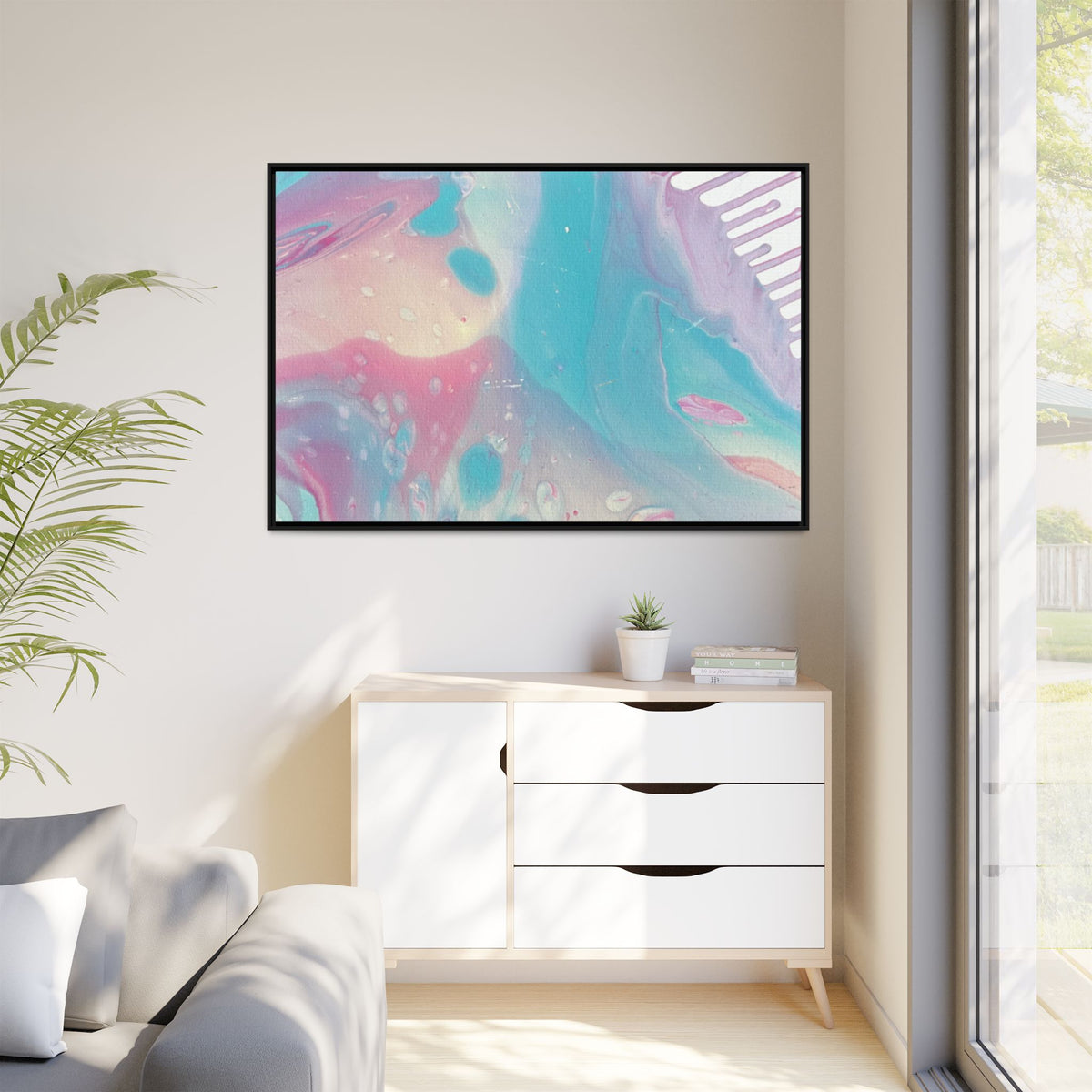 Animal Abstract Pastel Fluid Art Framed Canvas Print