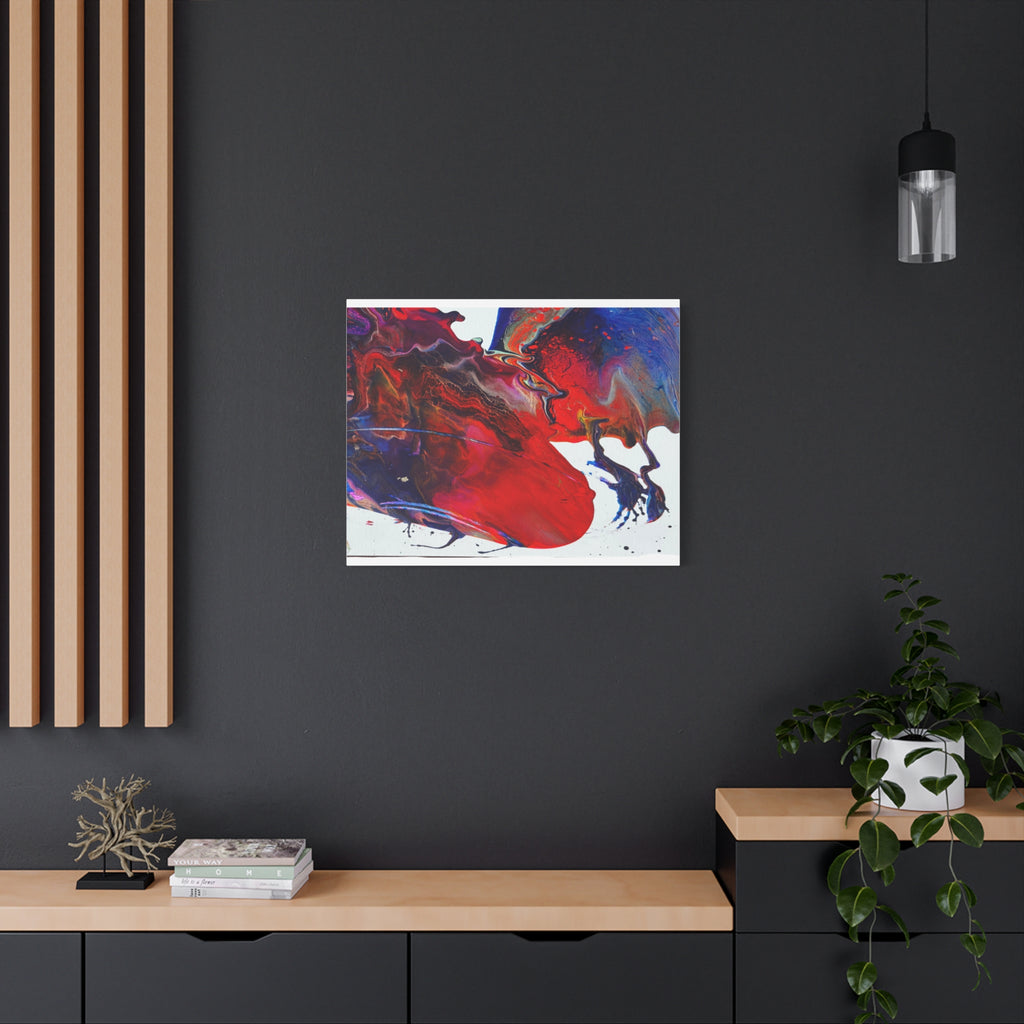 Abstract Red & Blue Fluid Art Canvas Print — Matte Stretched Wall Art