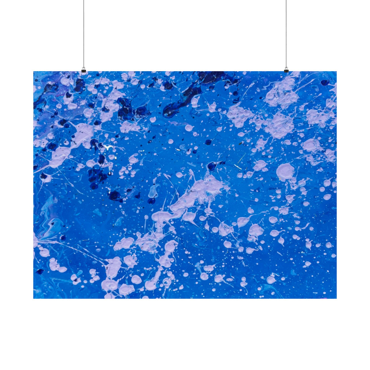Blue Abstract Splash Matte Poster Horizontal Ocean-Inspired Art Print