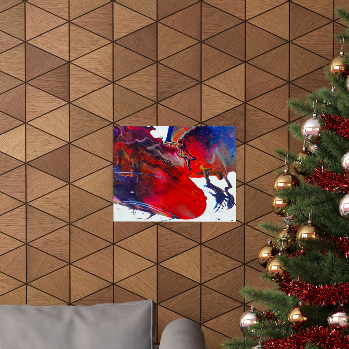 Abstract Red & Blue Matte Poster Universe Horizontal Modern Art Print