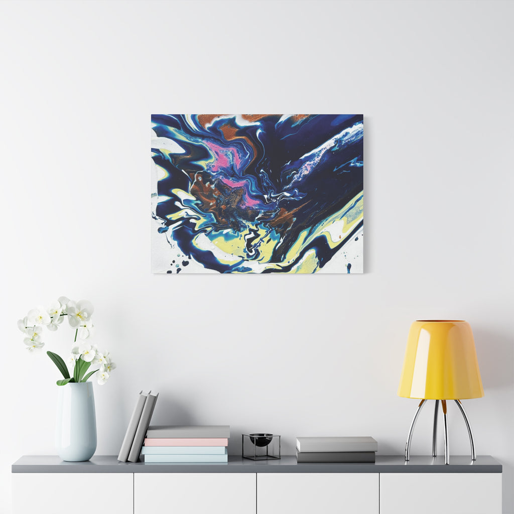 Change Abstract Blue Fluid Art Matte Canvas Print (Stretched Wall Art)