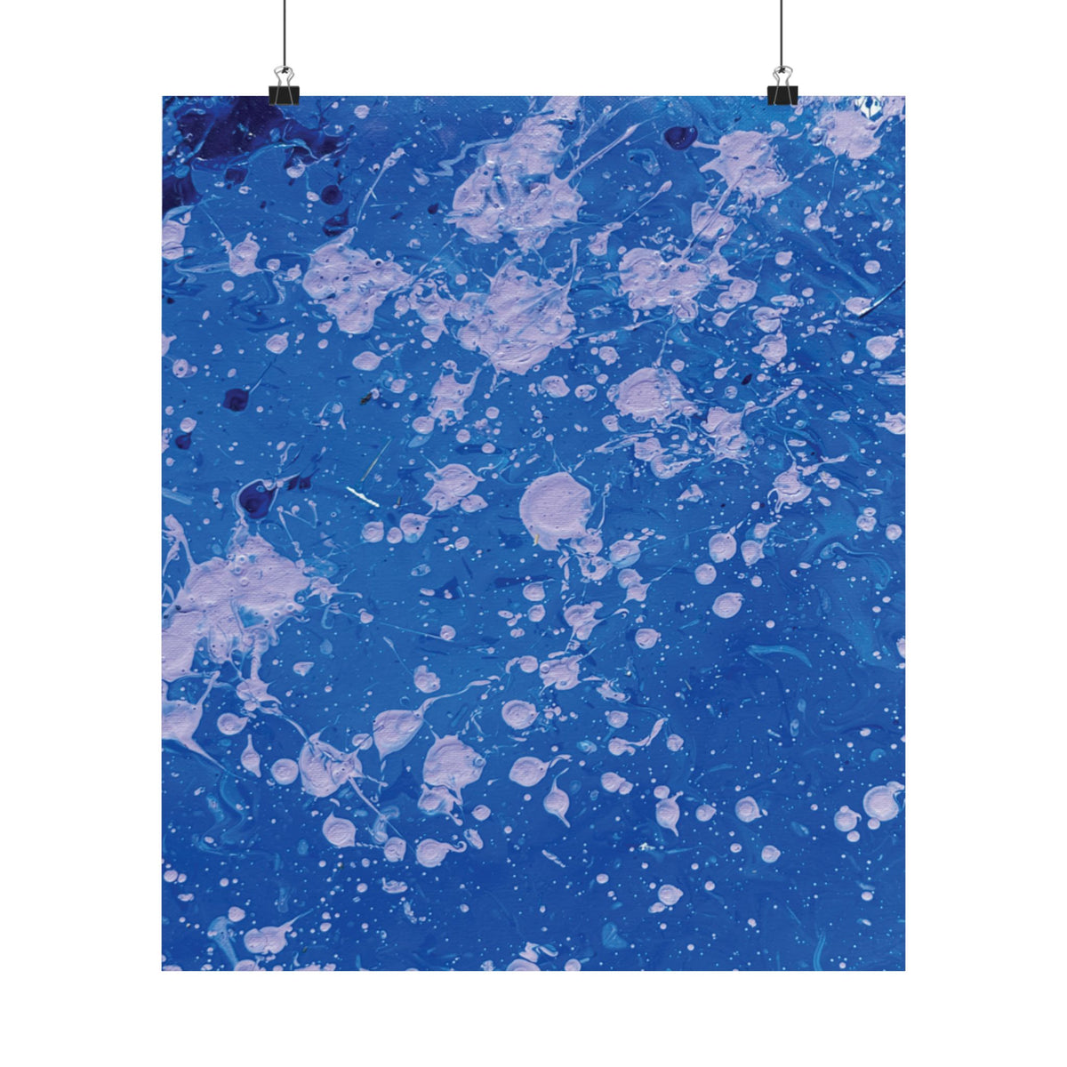 Abstract Blue Paint Splatter Matte Poster Dots Vertical Modern Wall Art