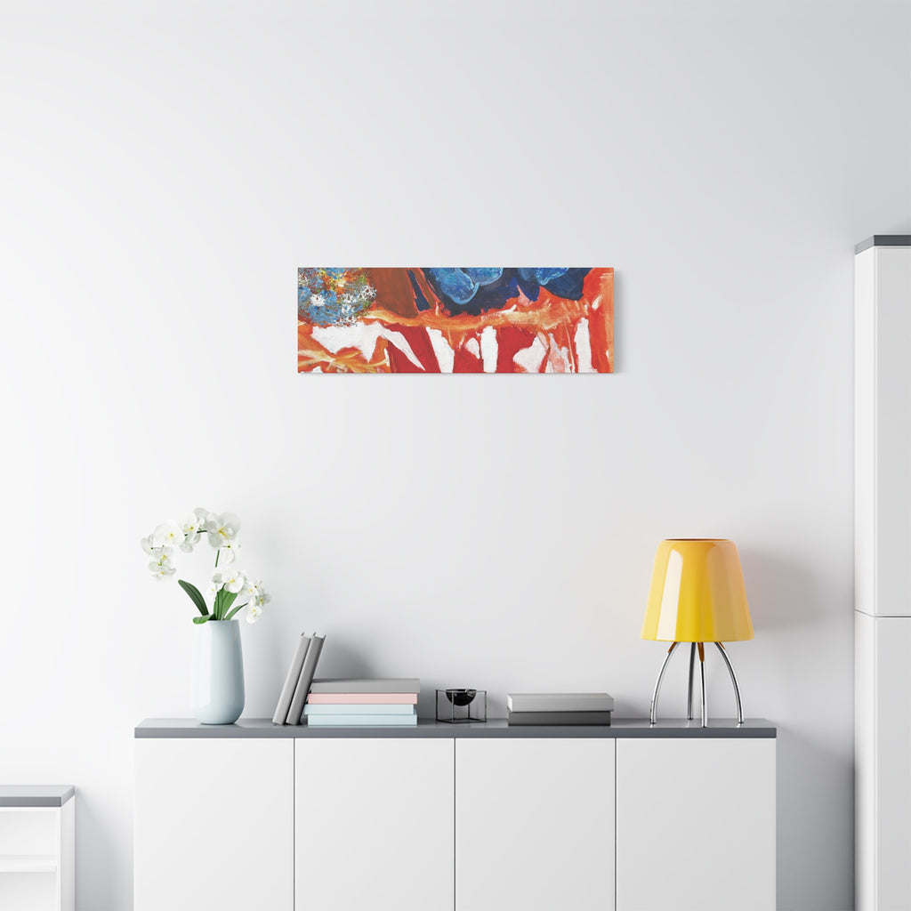 Abstract Red & Blue Matte Stretched Canvas Modern Expressionist Wall Art