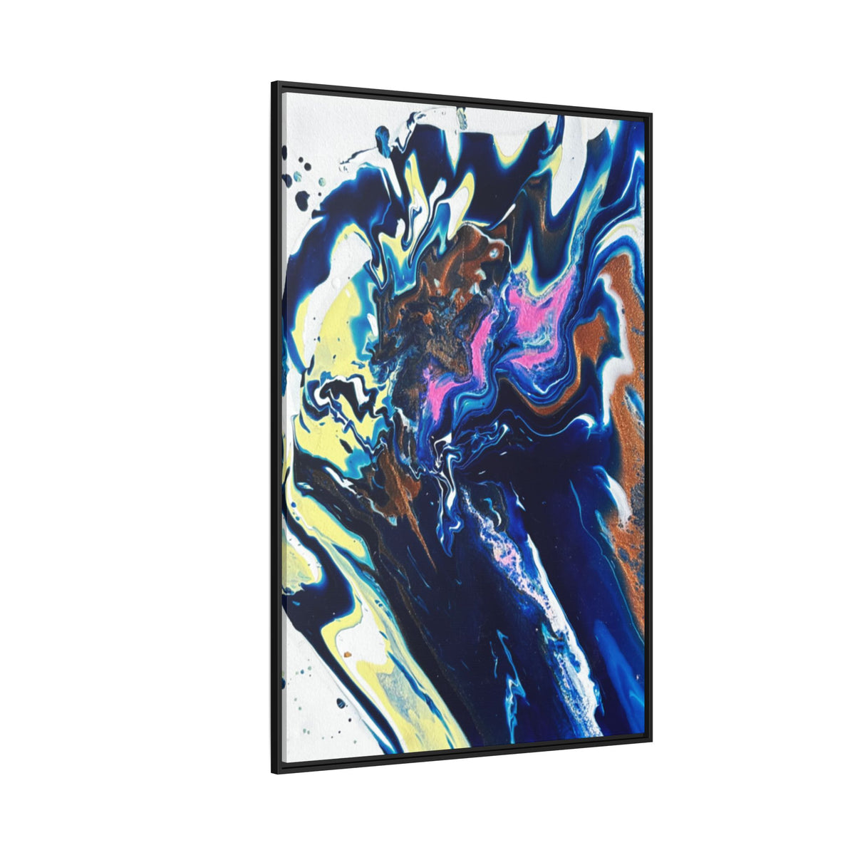 Framed Canvas Print Change Abstract Fluid Art (Blue Multicolor)