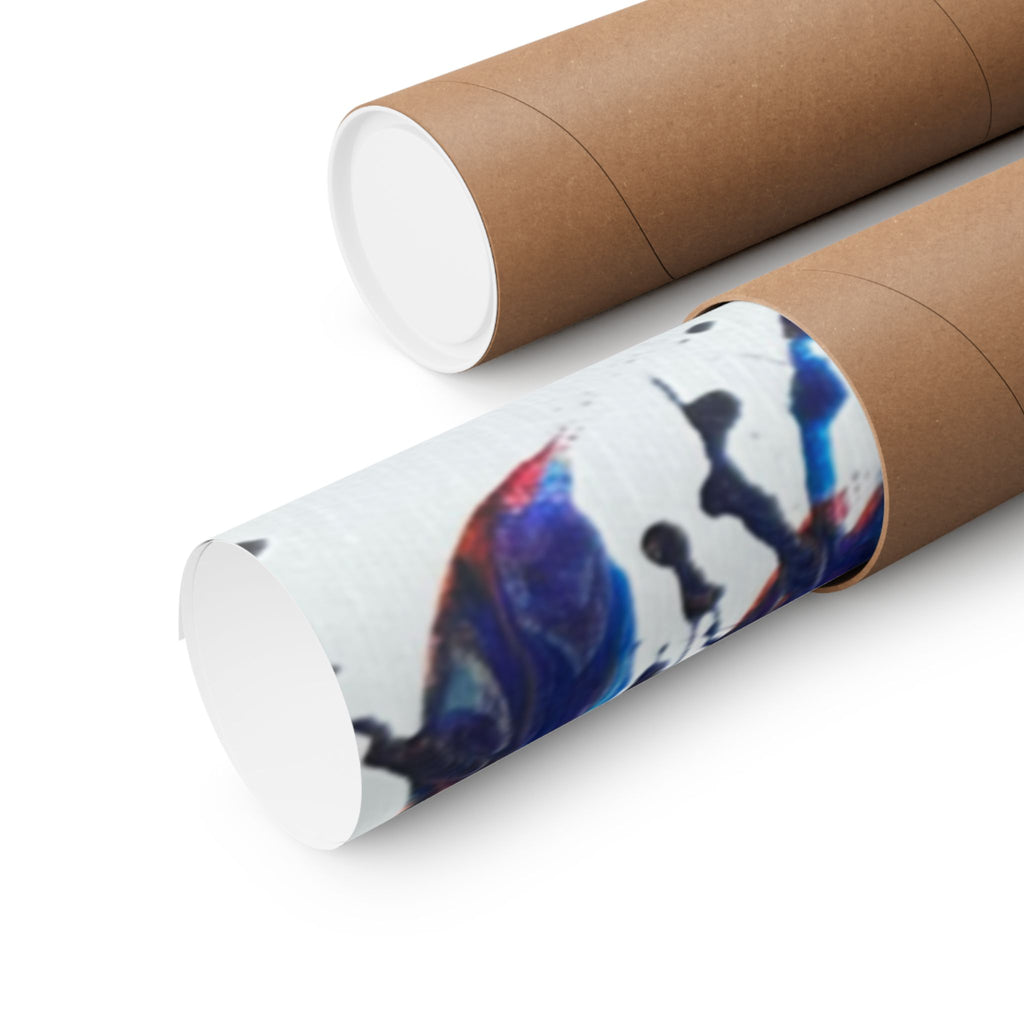 Abstract Red & Blue Matte Poster Universe Horizontal Modern Art Print
