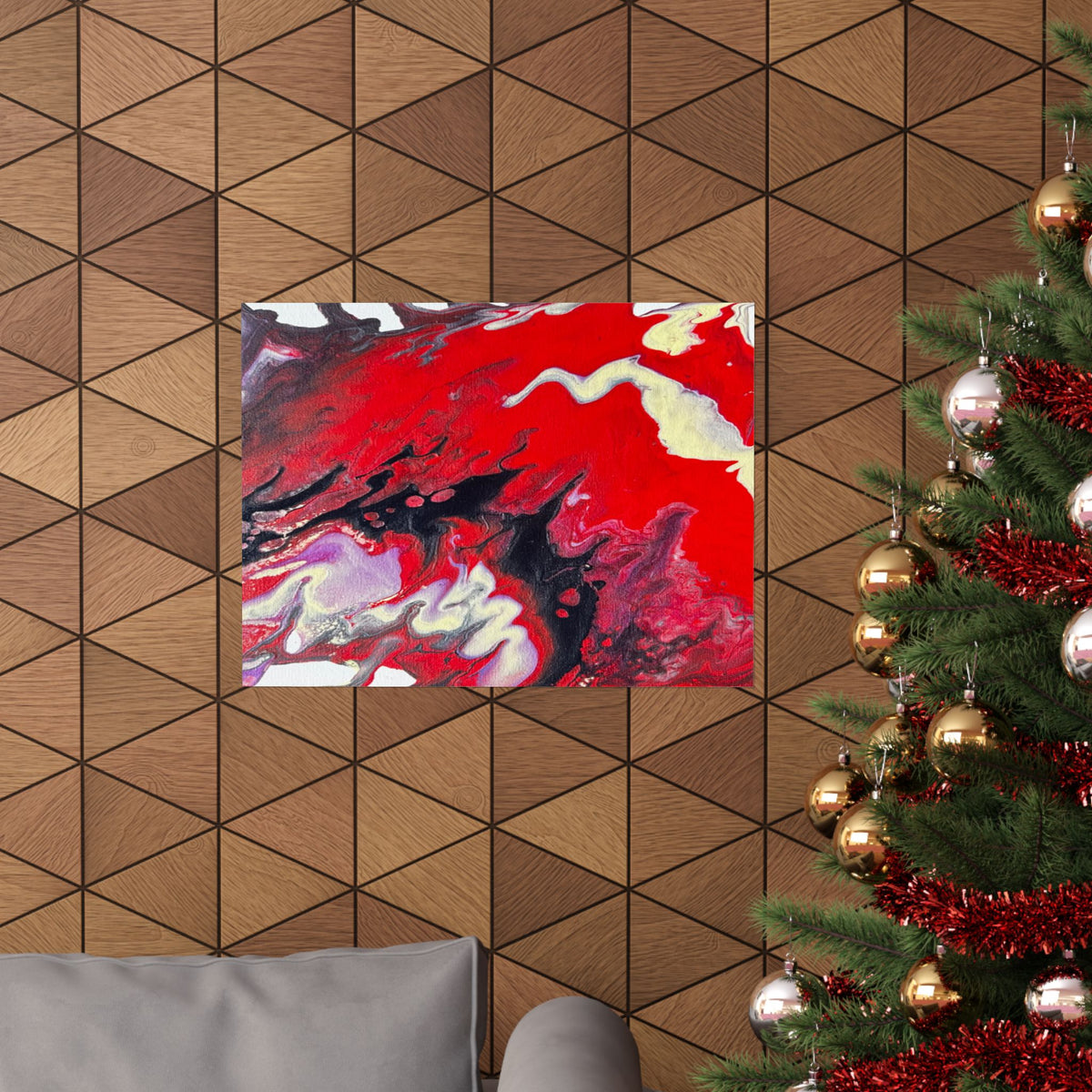 Power Abstract Red Fluid Art Matte Poster (Horizontal)