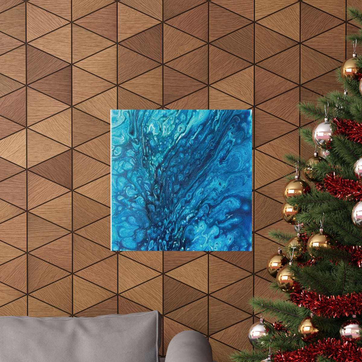 Abstract Ocean Blue Matte Poster Vertical Wall Art Print
