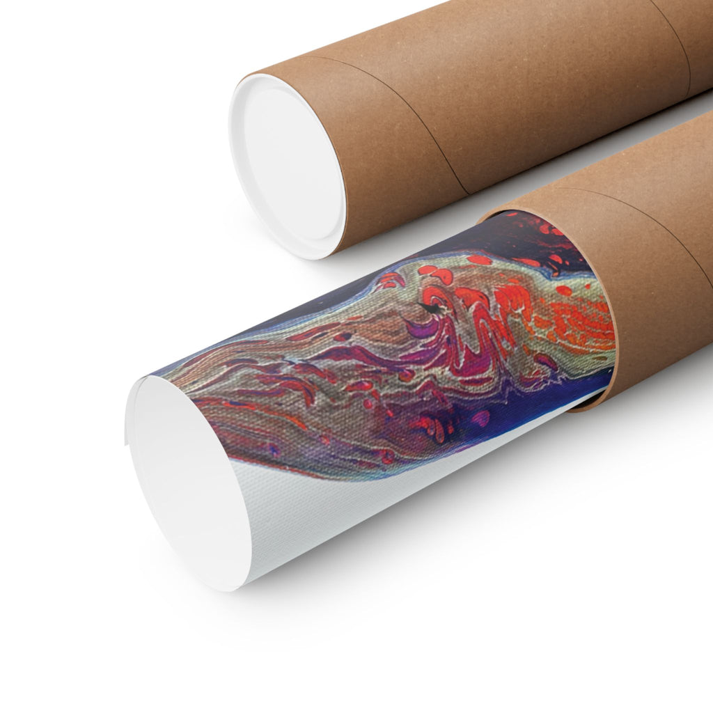 Abstract Fluid Art Matte Poster Universe Vertical Red & Blue Wall Art