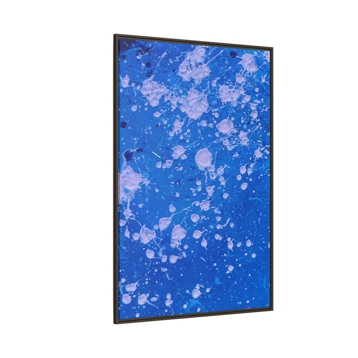 Blue Abstract Splatter Matte Canvas Framed Art
