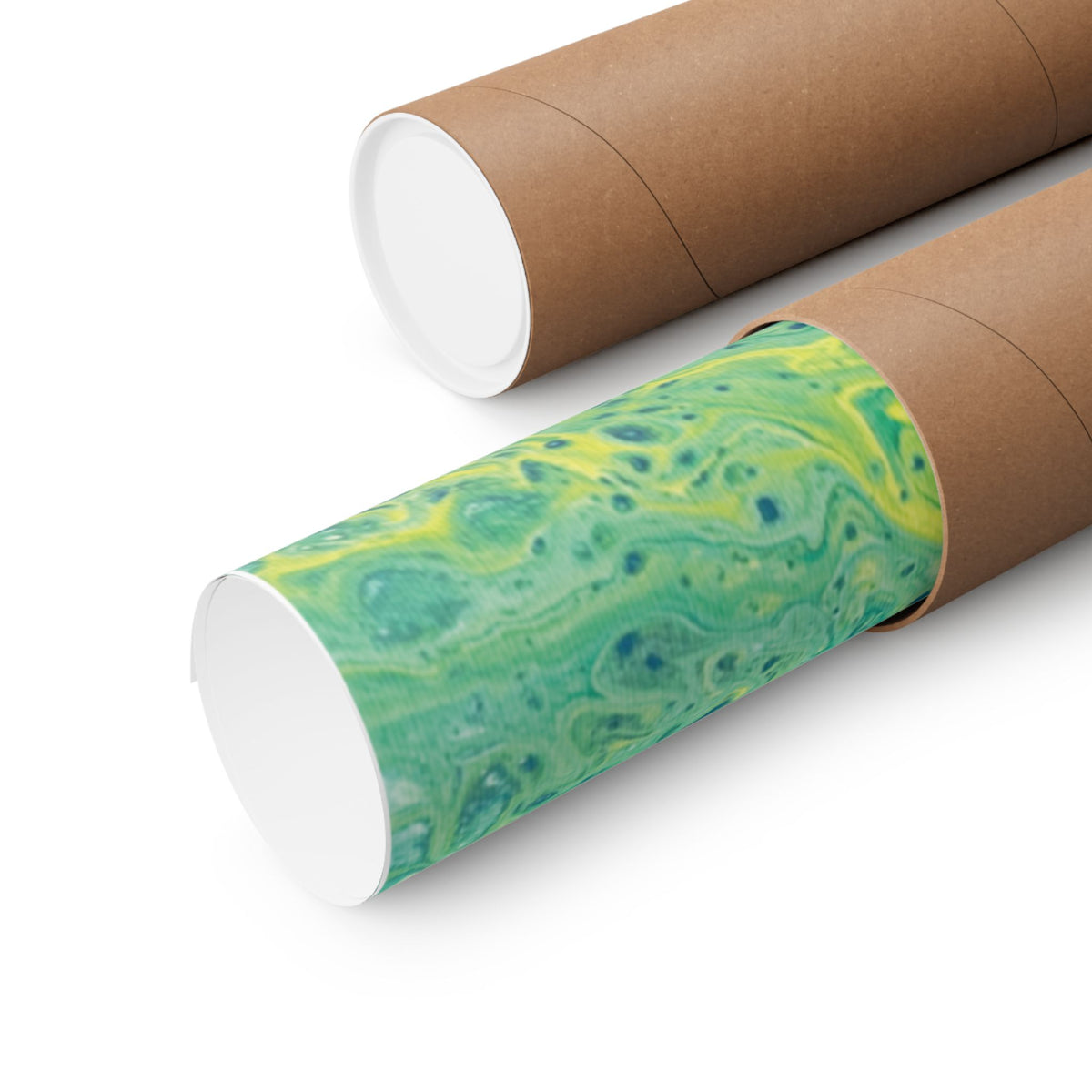 Moss Abstract Ocean Flow Matte Poster (Blue-Green Vertical Fluid Art)
