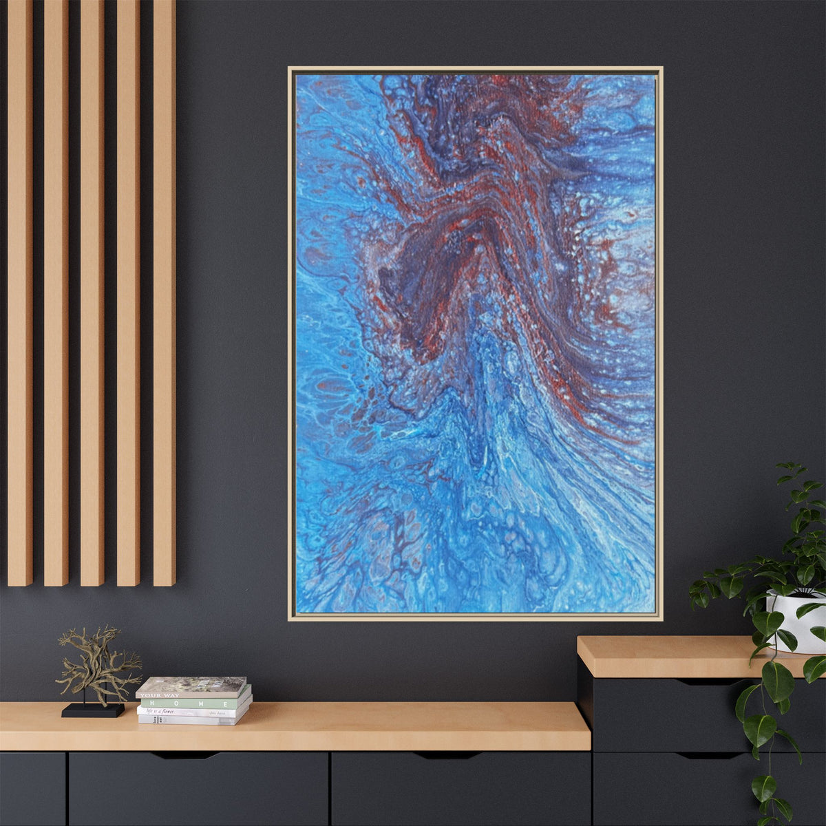 Abstract Blue Fluid Art Matte Canvas