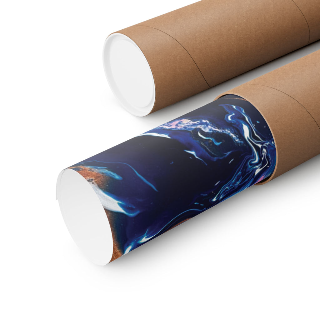Change Abstract Blue Swirl Matte Poster (Vertical Fluid Art Wall Print)