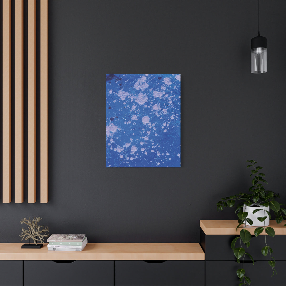 Blue Abstract Splatter Canvas Print  Dots (Matte Stretched 1.25")
