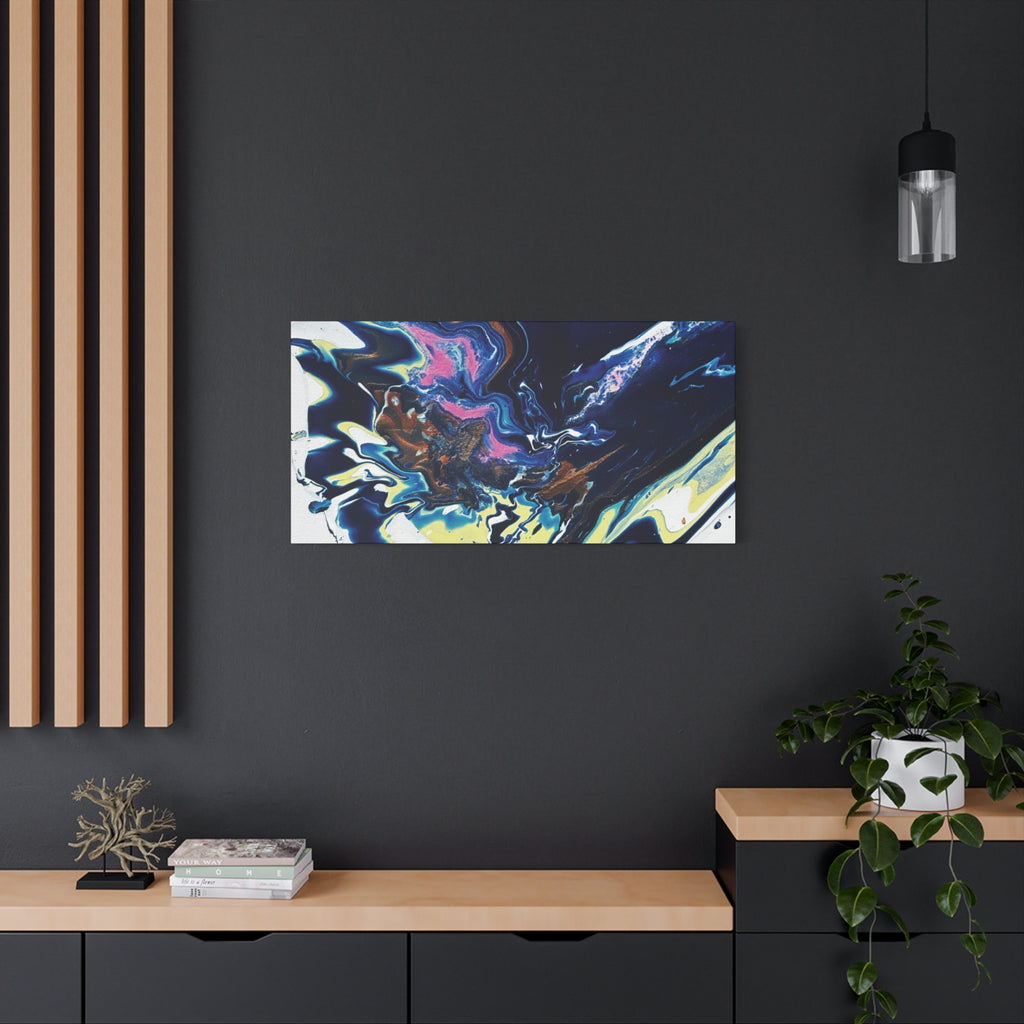 Change Abstract Blue Fluid Art Matte Canvas Print (Stretched Wall Art)