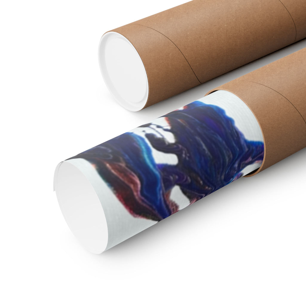 Abstract Red & Blue Matte Poster Universe Horizontal Modern Art Print
