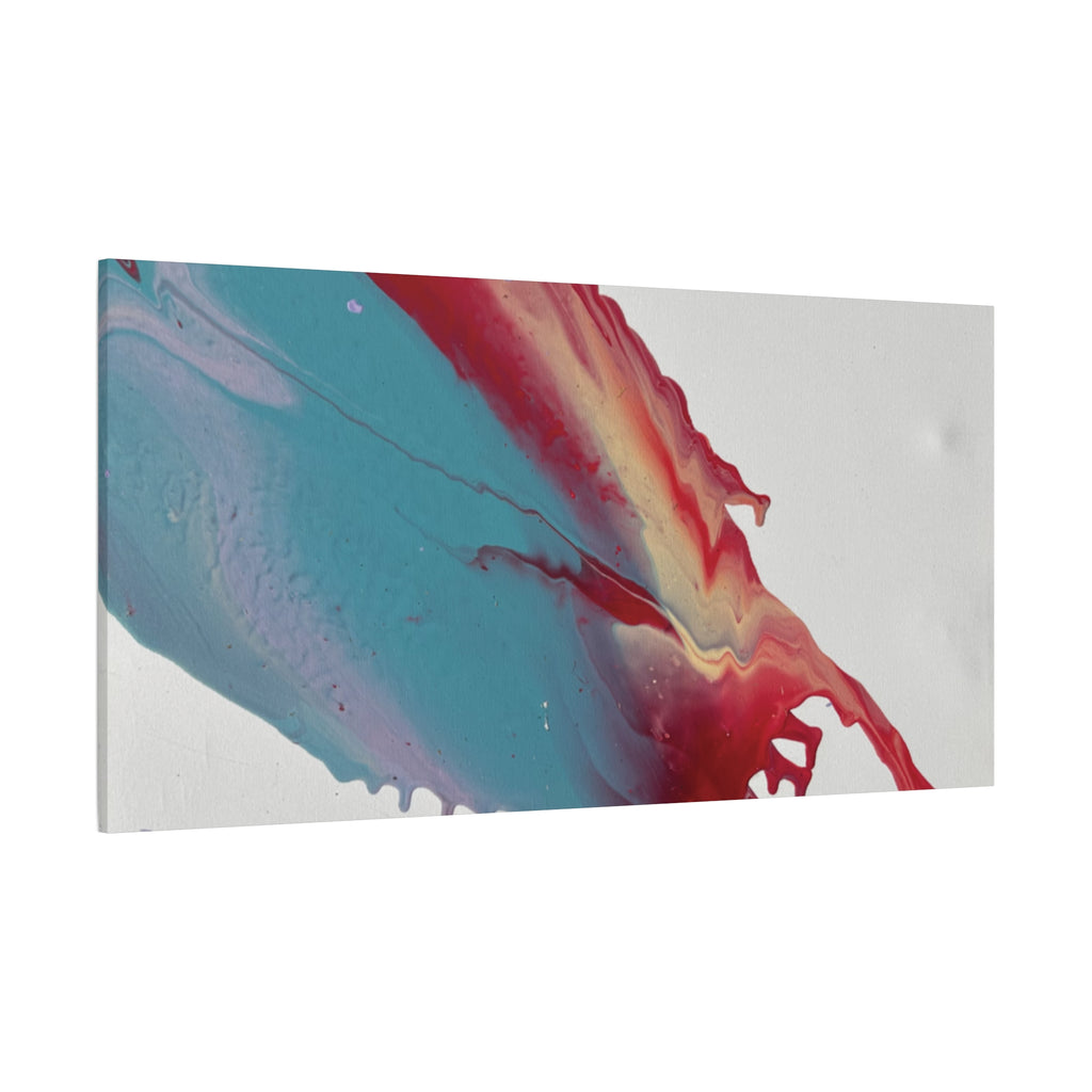 Ceiling Abstract Drip Matte Canvas Print (Blue & Red Fluid Art)