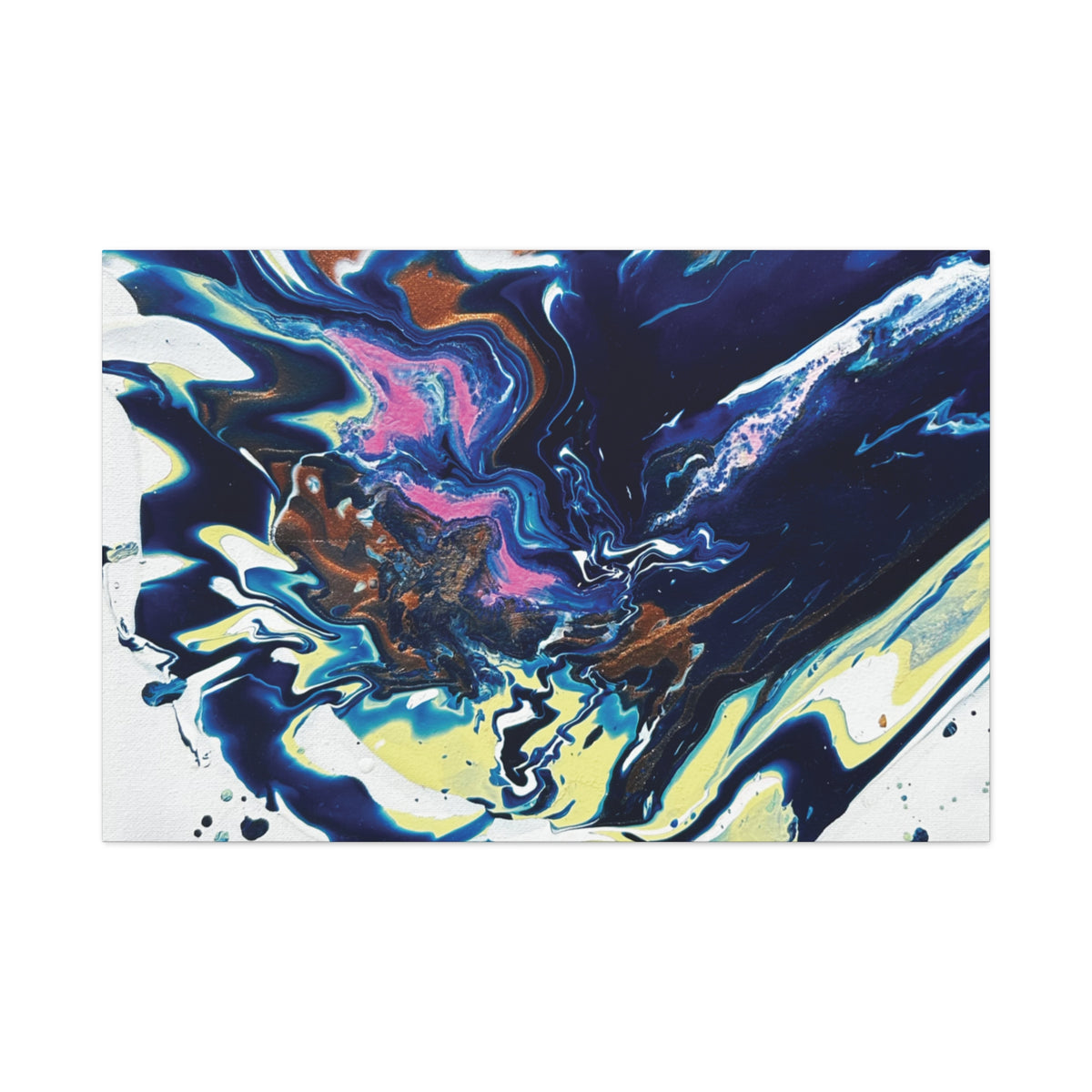 Change Abstract Blue Fluid Art Matte Canvas Print (Stretched Wall Art)