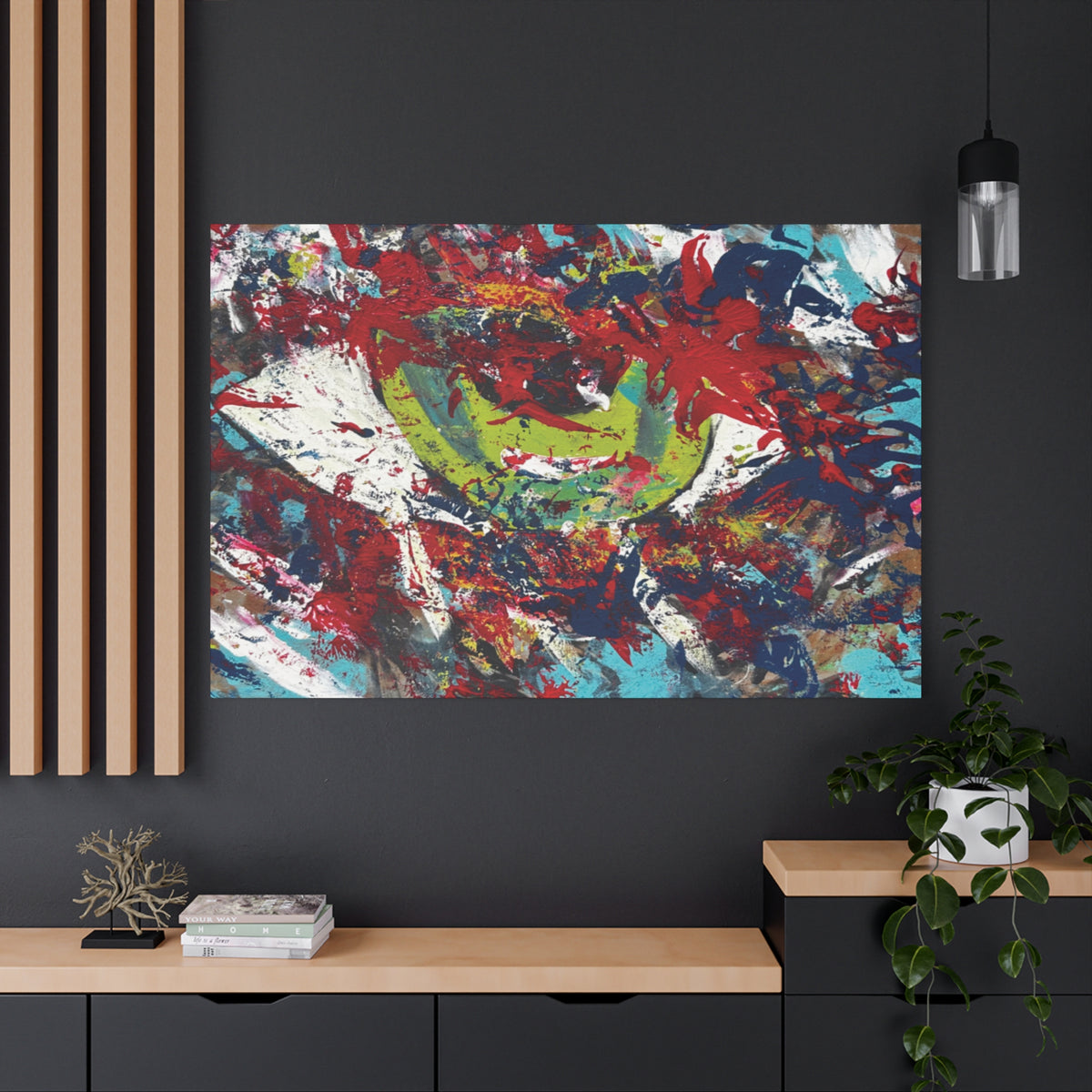 Abstract Burst Matte Canvas Print Eye Colorful Modern Wall Art, Stretched 1.25"