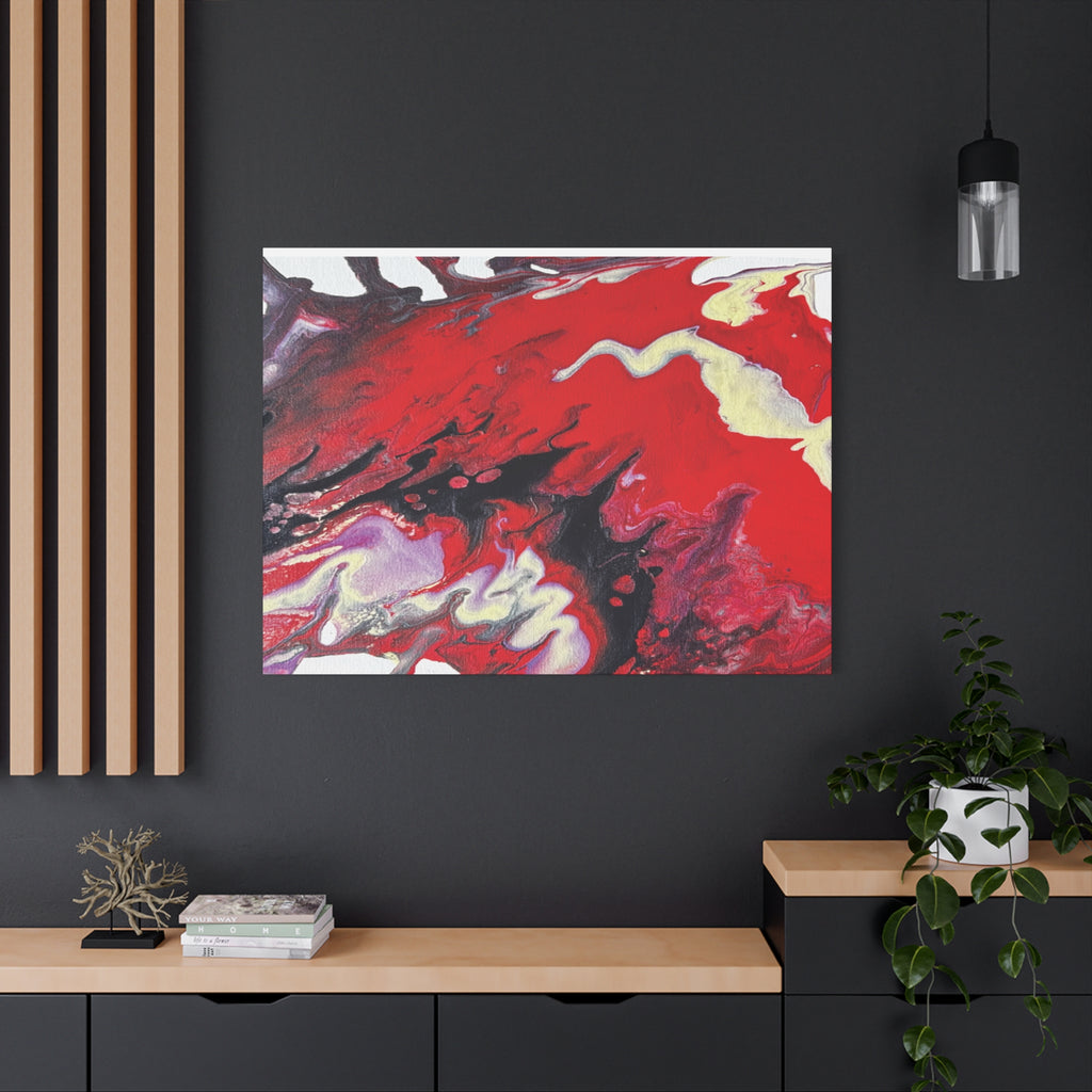 Power Abstract Red Fluid Art Canvas Print (Matte Stretched 1.25")