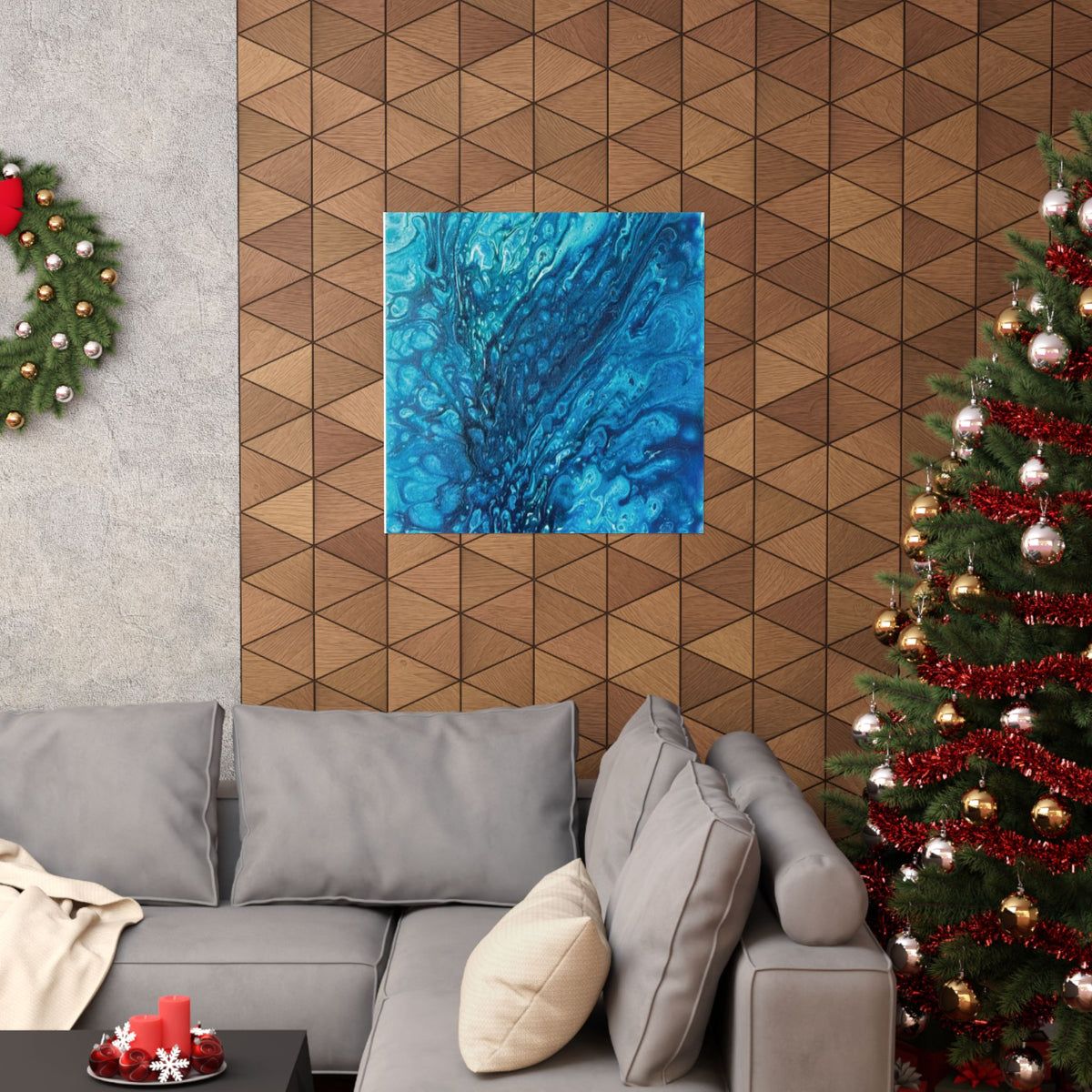 Abstract Ocean Blue Matte Poster Vertical Wall Art Print