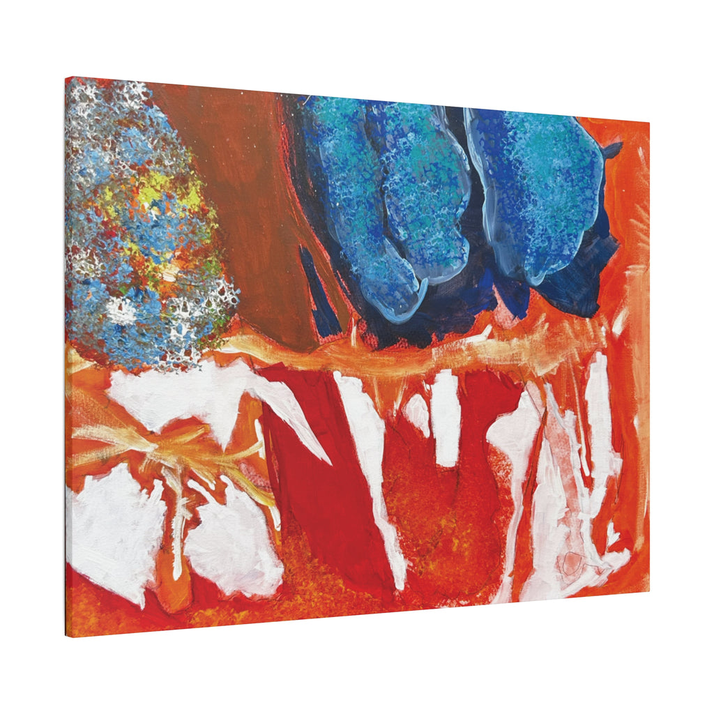 Abstract Red & Blue Matte Stretched Canvas Modern Expressionist Wall Art
