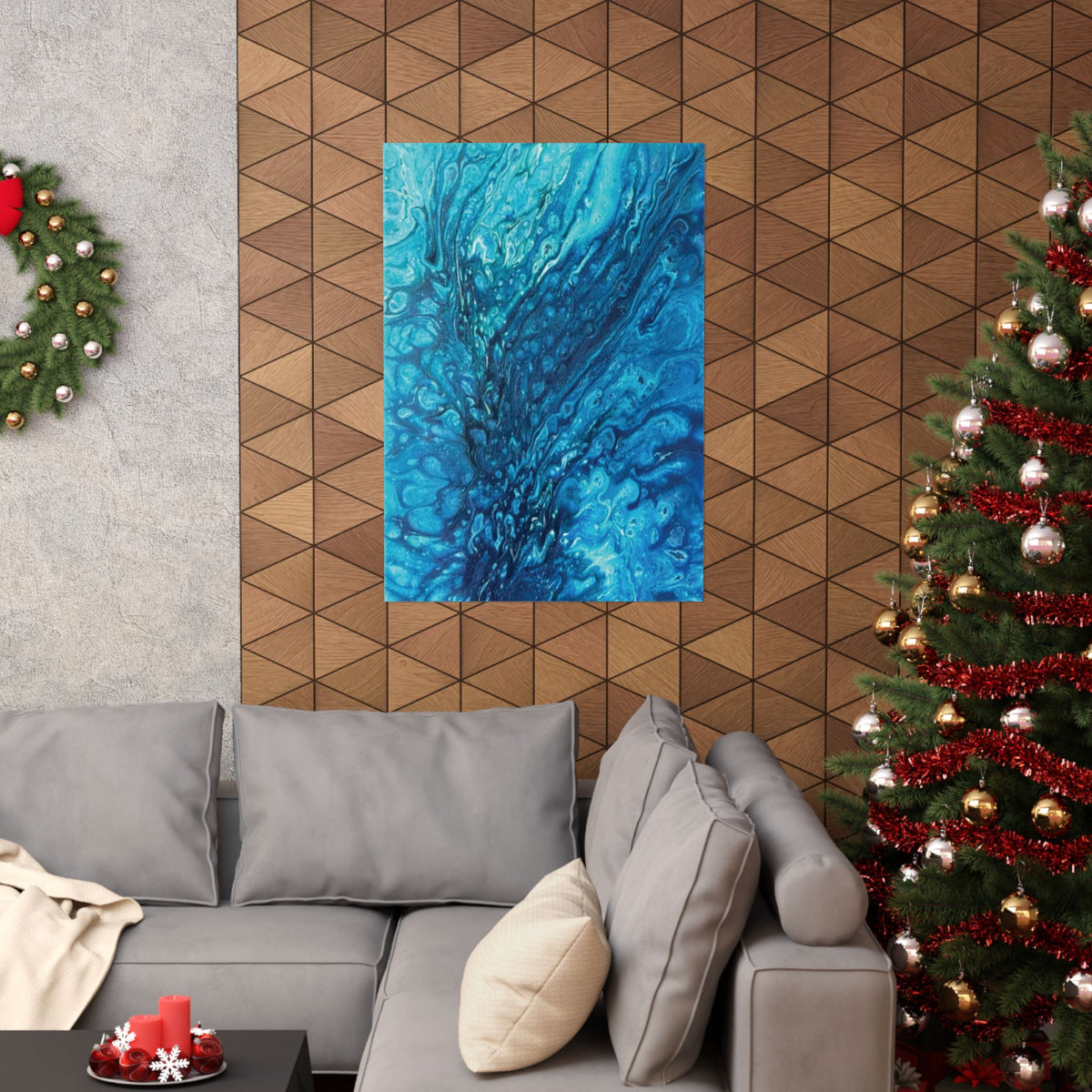 Abstract Ocean Blue Matte Poster Vertical Wall Art Print